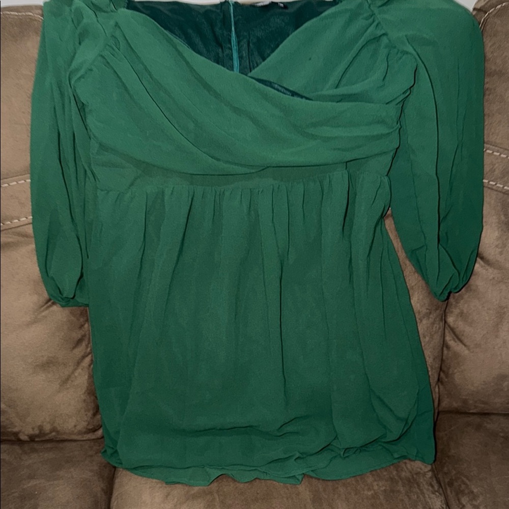 SHEIN Forest Green Draped Chiffon Dress
